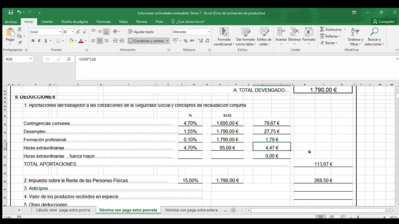 ver nómina con paga extra prorrateada